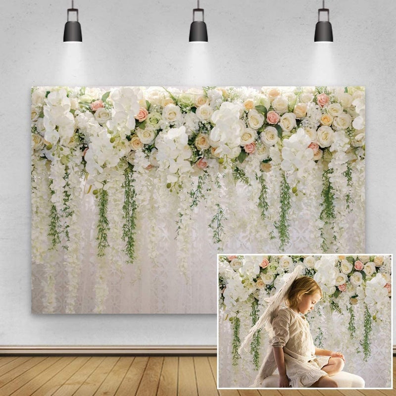 Yeele Floral Flowers Wall Photography Backdrop,Yeele 10x6.5ft Wedding Photos Backdrop,Anniversary Ceremony Bridal Shower Wedding Reception Birthday Party Dessert Table Decorations Banner Photographic Studio - Image 3